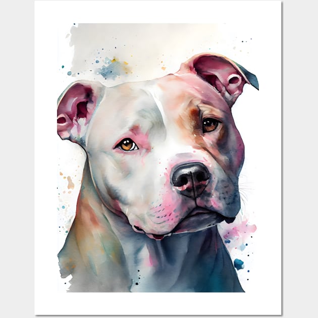 A Brown and White Pit Bull Terrier Wall Art by designs4days